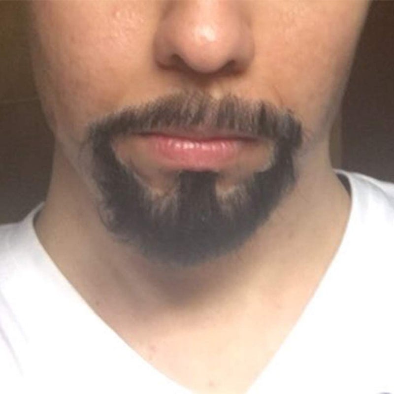 CliCling Human Hair Fake Face Beard and Mustache Black Costume Beard for Adults Men Realistic Makeup Lace Invisible False Beards - Image 2